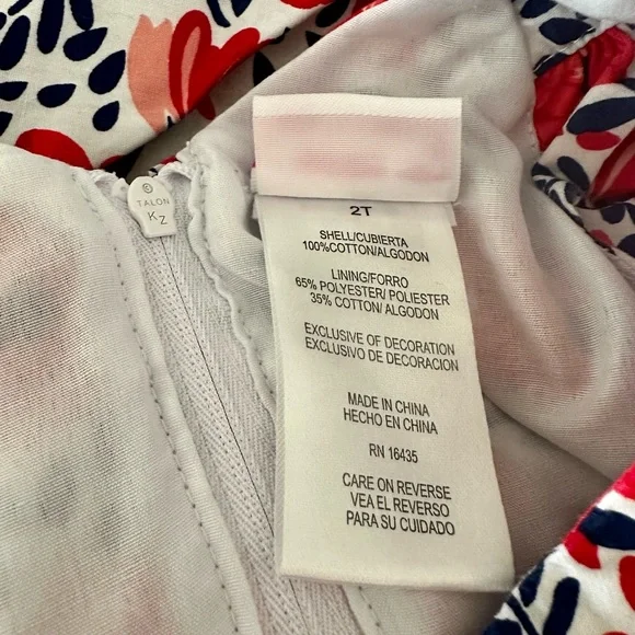 EUC Nannette Kids red, white, & blue floral dress w/ petticoat, zipper, tie. 2T. - Picture 6 of 8